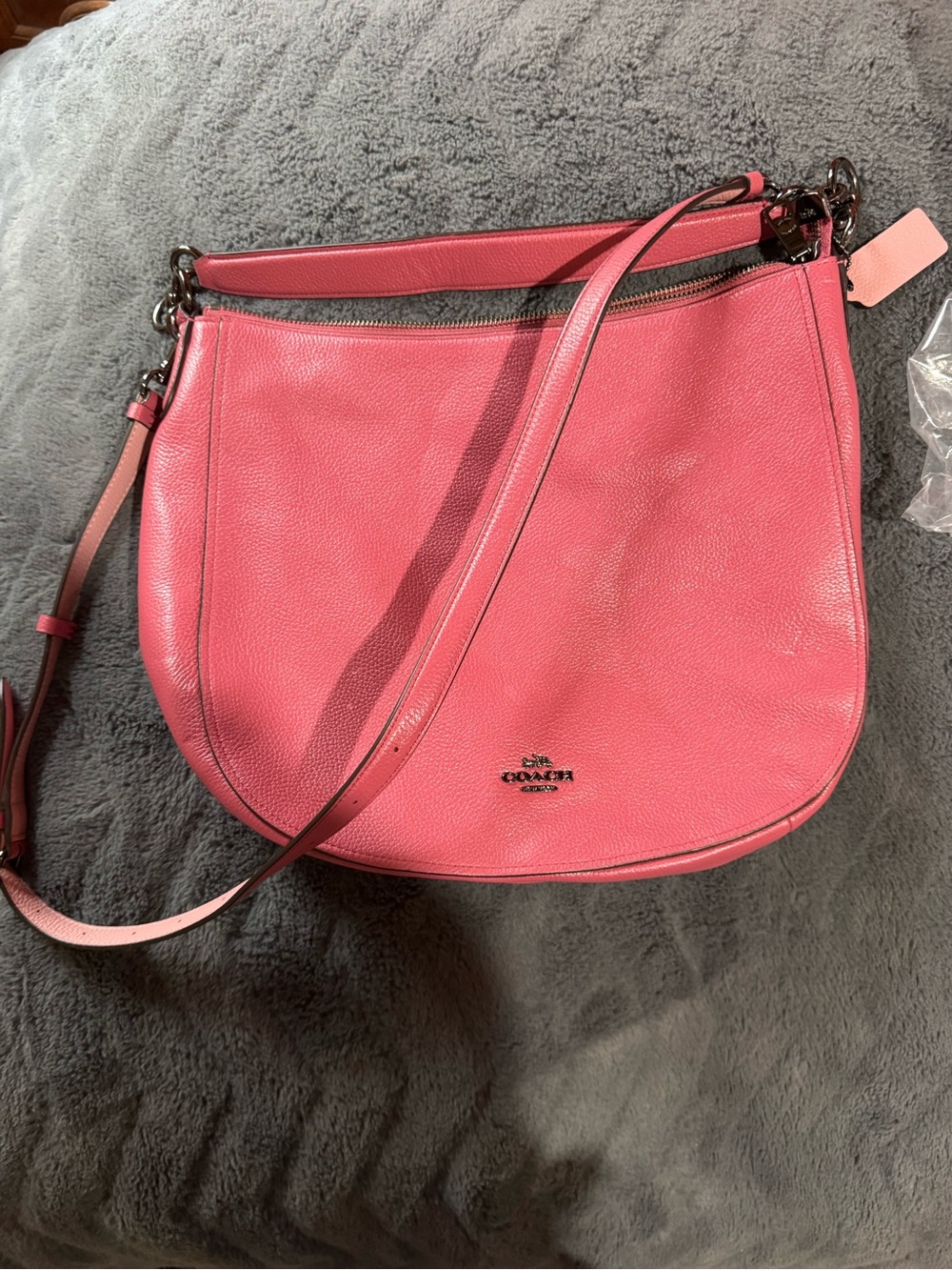 Coach Pink Pebbled Leather Crossbody Shoulder Bag